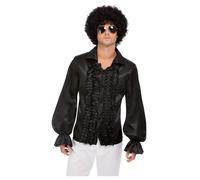 Mens 60's Ruffled Shirt - Black (XL)