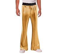 Men's Disco Trousers Flared Elastic Waist Retro Casual Carnival Sequin Pants Chic and Elegant Versatile Slim Fit with Pockets for Dance Party
