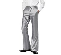 Men's Disco Trousers Flared Work Trousers Retro Casual Solid Colour Carnival Sequined Pants Chic and Elegant Slim Fit Versatile with Pockets for Dance Party