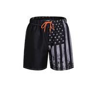 Men's Dissolving Swim Trunks Prank Shorts Funny Gift for Brother Boyfriend Bachelor Beach Party in The Swimming Pool, Flag Black, M