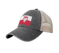 Men's Distressed Baseball Cap Polish Flag Retro Trucker Hat Eagle National Emblem Outdoor Sports Sun Hat with Adjustable Mesh Back