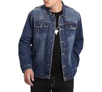 Men's Distressed Destroyed Classic Jeans Jacket Casual Baggy Trucker Denim Jacket Lapel Button Down Jean Coat