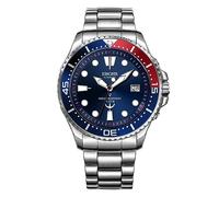 Men's Diver Mechanical Watch, High Energy Mechanical Core Multifunctional Luminous Dial Advanced Outdoor Waterproof Deep Diving Easy Read, Gift for Men, Classic - Blue Dial with Diamond, Sport
