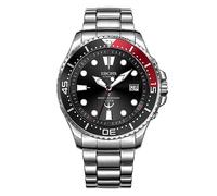 Men's Diver Mechanical Watch, High Energy Mechanical Core Multifunctional Luminous Dial Advanced Outdoor Waterproof Deep Diving Easy Read, Gift for Men, Classic - Black Dial with Diamond, Simplicity