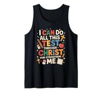 Mens Do All This Test God Christian Student School Test Day Tank Top