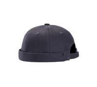 Mens Docker Cap Adults Brimless Hats Rolled Cuff Worker Skullcap Beanie Adjustable Retro Summer Cap Hat (Dark Grey One Size)