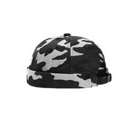 Mens Docker Cap Adults Brimless Hats Rolled Cuff Worker Skullcap Beanie Adjustable Retro Summer Cap Hat (Camouflage One Size)