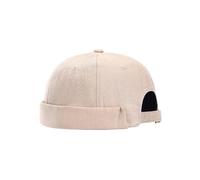 Mens Docker Cap Adults Brimless Hats Rolled Cuff Worker Skullcap Beanie Adjustable Retro Summer Cap Hat (Beige One Size)