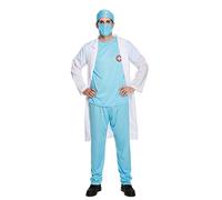 Men's Doctor's Scrubs Fancy Dress Costume with Coat, Mask & Hat