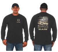 Men's Dodge Ram Built to Serve Truck Long Sleeve Crew Neck Shirt in 2 Colors, Charcoal, XL