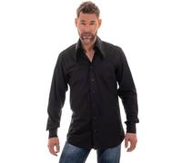 Men's dog collared 70's shirt, black - Black - L