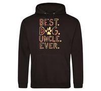 Mens Dog Uncle Hoodie with Paw Print Design Funny Canine Lover Hooded Top for Him Men Friend Brother Birthday Present, L, Black