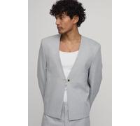 Men's Dogtooth Relaxed Boxy Collarless Blazer | Black | Size 40 | BOOHOOMAN
