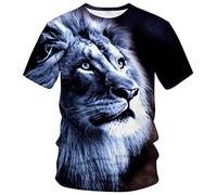 Mens Domineering 3D Animal Lion T-Shirt Casual Short Sleeve Adult Tee Shirt, Multicolor2, XXXL