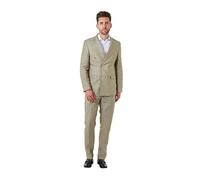 Mens Double Breasted 100% Linen Suit 2 Piece Light Weight Tailored Fit Summer Jacket Trouser