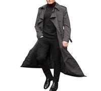 Mens Double Breasted Long Trench Coat Men's Trench Coat Long Lapel Jacket Fall Winter Casual Slim Fit Classic Stylish Business Overcoat