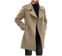 Mens Double Breasted Trench Coat Casual Lapel Collar Business Jacket Winter Long Overcoats Windbreaker Lapel Long Jacket Casual Windproof Overcoat Business Workwear Autumn Winter Size