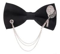 Men's Double Layer Bow Tie with Metal Chain Decoration Adjustable Polyester Formal Neckwear for Party Wedding Business Events(BT34817)