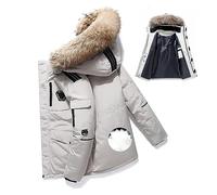 Men's Down Jacket Big Goose Autumn And Winter Thickened Coat Canada Style Warm Snow Coat Jacket With Hood,S-2XL(White,XXL)