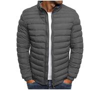 Men's Down Jacket No Hood Winter Fashion Stand Collar Bomber Jacket Casual Quilted Lightweight Snow Ski Puffer Coat Regular Fit Puffer Jacket Full Zip Winter Warm Outwear Slim Fit Jackets Clearance