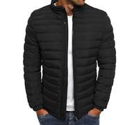 Men's Down Jacket No Hood Winter Fashion Stand Collar Bomber Jacket Casual Quilted Lightweight Snow Ski Puffer Coat Regular Fit Puffer Jacket Full Zip Winter Warm Outwear Slim Fit Jackets Clearance