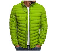 Men's Down Jacket No Hood Winter Stand Collar Bomber Jacket Casual Quilted Lightweight Snow Ski Puffer Coat Regular Fit Puffer Full Zip Winter Warm Outwear Slim Fit Jackets