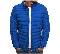 Men's Down Jacket No Hood Winter Stand Collar Bomber Jacket Casual Quilted Lightweight Snow Ski Puffer Coat Regular Fit Puffer Full Zip Winter Warm Outwear Slim Fit Jackets