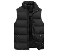 Men's Down Jacket Vest Light Jacket Autumn And Winter Warm Vest Sleeveless Simple Solid Color Top With Zipper Pocket Quilted Thick Windproof Jacket Shirt Plus Size