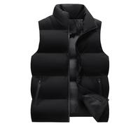 Men's Down Jacket Vest Light Jacket Autumn And Winter Warm Vest Sleeveless Simple Solid Color Top With Zipper Pocket Quilted Thick Windproof Jacket Shirt Plus Size