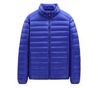 Mens Down Jackets Lightweight Long Sleeve Winter Down Jecket Solid Warm Puffer Coat Easy Care Windproof Jacket for Camping, Travelling & Walking Blue
