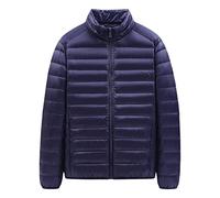 Mens Down Jackets Lightweight Long Sleeve Winter Down Jecket Solid Warm Puffer Coat Easy Care Windproof Jacket for Camping, Travelling & Walking Navy
