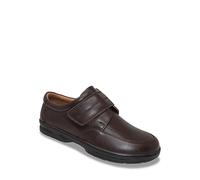 Men's Dr Keller Wide Fit Leather Touch Fasten Shoes, Supportive & Easy-Fit with Cushioned Lining & Rubber Grip Sole Brown