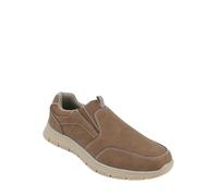 Men's Dr Keller Wide Fit Slip On Trainer Shoes, Lightweight Comfort Everyday Casual Shoes with Elastic Inserts & Grip Sole Brown