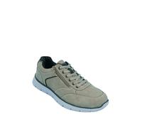 Men's Dr Keller Wide G Fit Side Zip Trainer, Lightweight Lace Look Shoe with Cushioned Flexible Insole Taupe