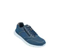 Men's Dr Keller Wide G Fit Side Zip Trainer, Lightweight Lace Look Shoe with Cushioned Flexible Insole Navy