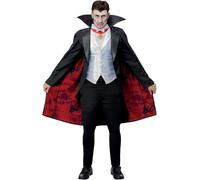Mens Dracula Costume Universal Monsters Vampire Fancy Dress Outfit