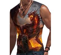 Men's Dragon Tank Top Sleeveless Tees All Over Print Casual Sport Gym T-Shirts Hawaii Beach Vacation Tank Tops