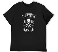 Mens Dragstrip Clothing 13 Lives Born to Raise Hell Biker Hot Rod Tattoo T Shirt Men Fashion Tees Black XXL