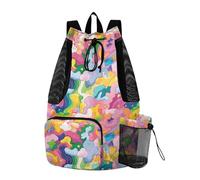 Mens Drawstring Bags Sports Bag With Water Bottle Holder Cinch Pack Waterproof Abstract Cartoon Colorful Cloud Stars