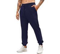 Men's Drawstring Waist Joggers - Relaxed Loose Fit Solid Sweatpants with Slant Side Pockets & Tapered Cuffs, Autumn Winter Casual Trousers, Comfortable Jogging Bottoms for Daily Wear (Navy, L)