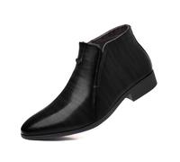Men's Dress Ankle Boots, Smooth Leather Look Upper, Pointed Toe, Side Zip, Easy Slip On, Stable Sole Business Casual Style Shoes for Office/Outfit, Ceremony, City Outs, 01 Black, 7 UK