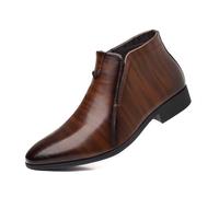 Men's Dress Ankle Boots, Smooth Leather Look Upper, Pointed Toe, Side Zip, Easy Slip On, Stable Sole Business Casual Style Shoes for Office/Outfit, Ceremony, City Outs, 01 Brown, 11.5 UK