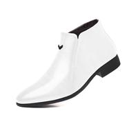 Men's Dress Ankle Boots, Smooth Leather Look Upper, Pointed Toe, Side Zip, Easy Slip On, Stable Sole Business Casual Style Shoes for Office/Outfit, Ceremony, City Outs, 01 White, 9 UK