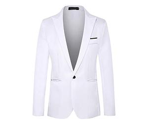 Mens Dress Blazer Formal Regular Fit | Mens White Tuxedo Jackets Suit Jacket Solid Color Dinner Jacket Business Casual Smart Formal Jackets Comfortable Single-Breasted Coat Multi-Pocketed Blazer