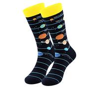 Men's Dress Cool Colorful Fancy Novelty Funny Casual Combed Cotton Crew Socks Pack Patterned Office Socks,Mid Calf Cool Crazy Socks Unique & Striking Design (1 Pair-Stars)