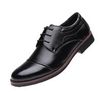 Mens Dress Formal Shoes Leather Lace Up Round Toe Non Slip Rubber Sole Low Top Heel Evening Business Comfortable Professional(11 UK) Black