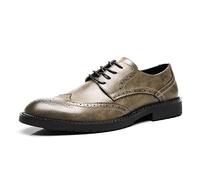 Mens Dress Modern Classic Lace-Ups Shoes for Formal Casual Business Work Wedding Brogues,Khaki,10 UK