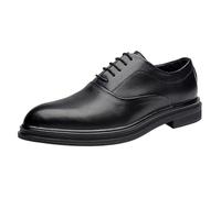 Men's Dress Oxford Formal Shoes Spanish Leather Brogue Prom Non Slip Low Top Block Heel Anti-Slip Shoe Evening Fashion Lace Up(Negro,11 UK)
