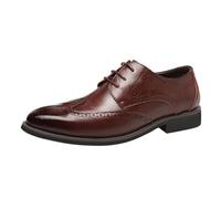 Mens Dress Oxford Shoes Calfskin Leather Lace Up Plain Toe Low Top Business Casual Comfortable Professional(Marrone,11 UK)
