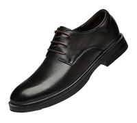 Mens Dress Oxford Shoes Formal Business Office Wedding Party Pu Leather Lace Up Round Toe Low Top Comfortable Slip Resistant Shoes for Men(Marrone,9 UK)